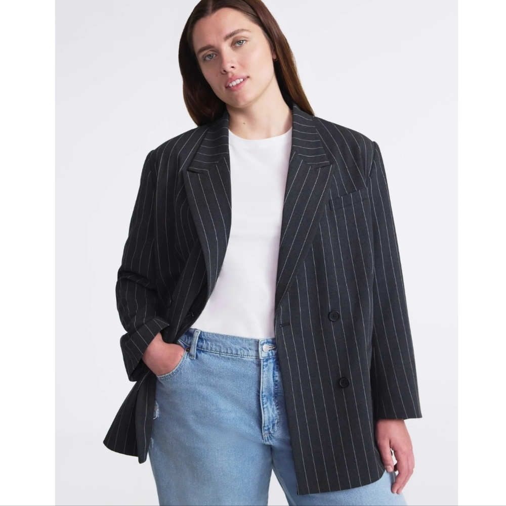 Scoop Charcoal Pinstripe Double Breasted‎ Oversized Blazer Womens  XXL (20) NWT